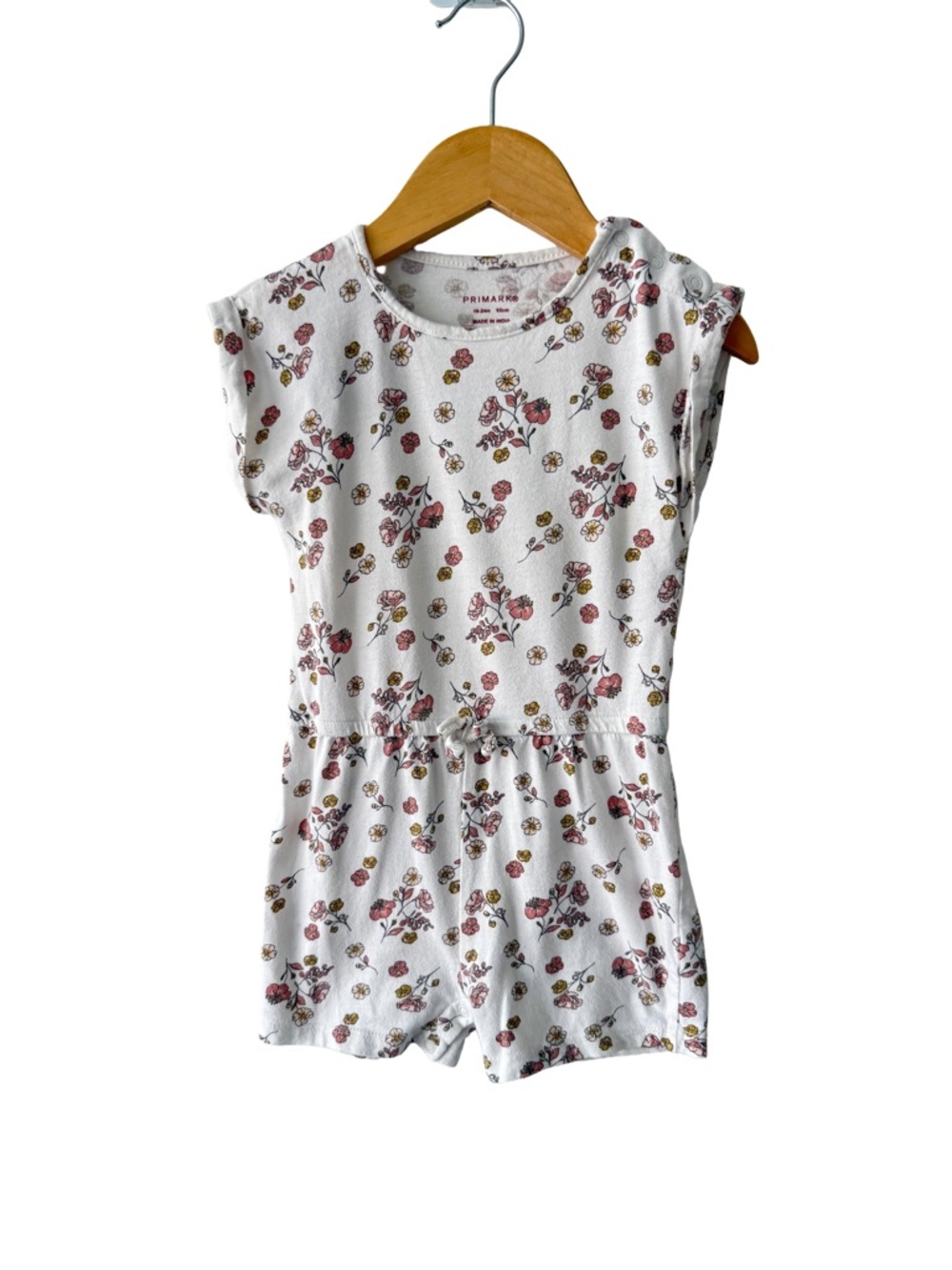 Primark White Romper with Pink and Mustard Floral Print